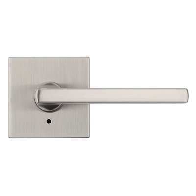 Kwikset Residential Door Lever - Privacy Lock - Halifax Square Style - Satin Nickel Finish - Sold Individually