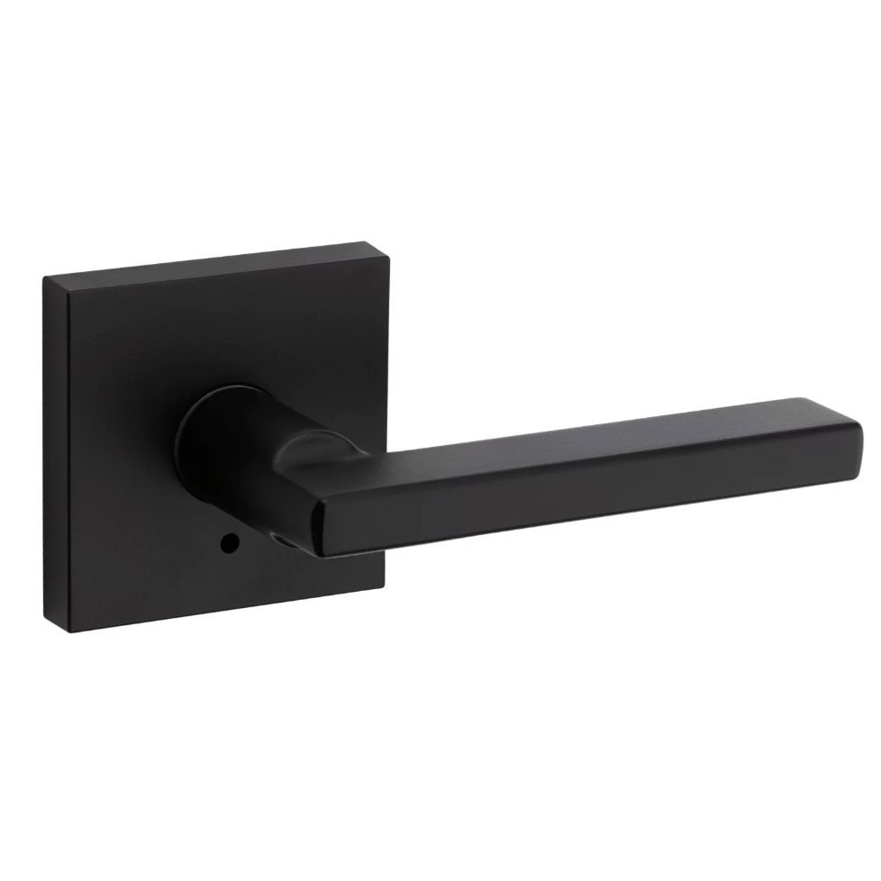Kwikset Residential Door Lever - Privacy Lock - Halifax Square Style - Iron Black Finish - Sold Individually