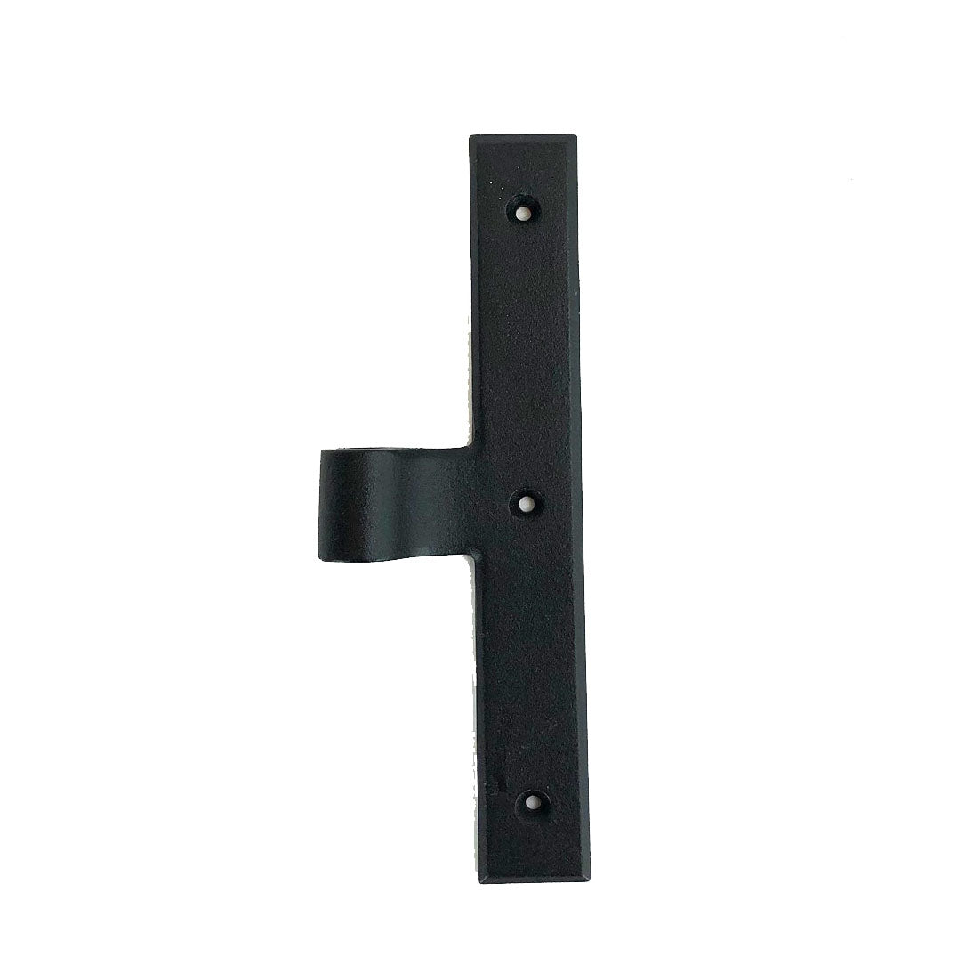 L Style shutter hinge in black powder coat, 0.375-inch offset, cast iron, ideal for new construction, sold individually.