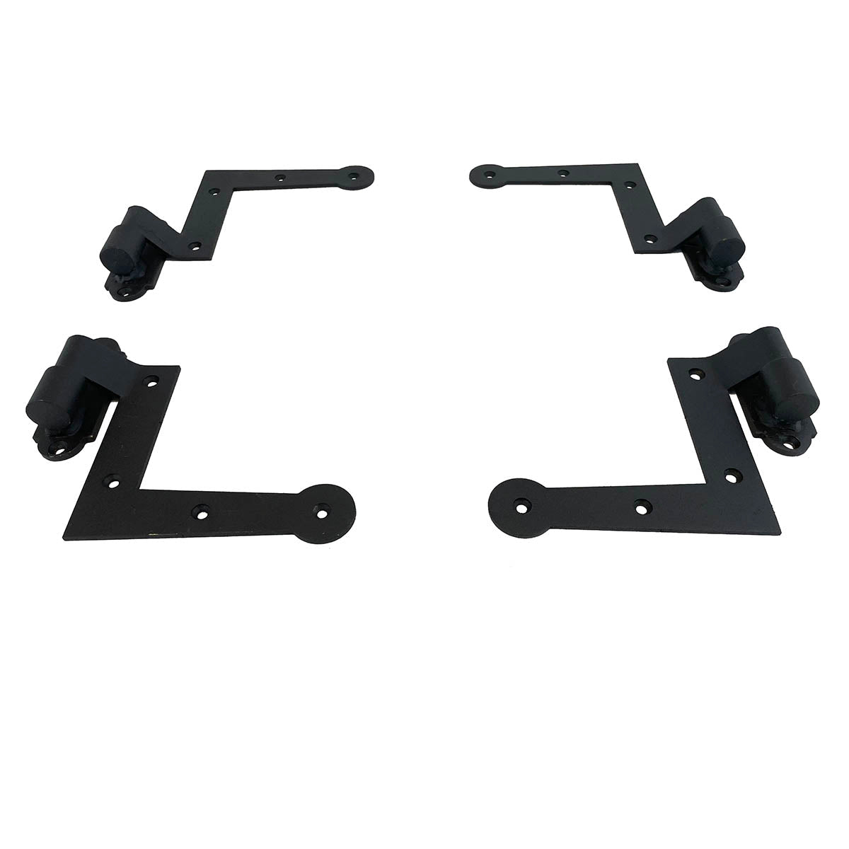 L Style shutter hinges set of four, stainless steel with black powder coat, featuring a 3/4 inch offset design.