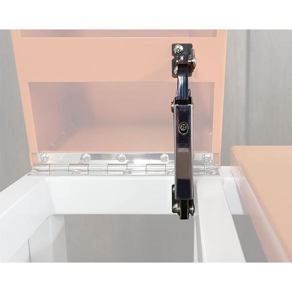Adjustable spring-loaded lid stay in stainless steel, mounted on back panel for smooth lid operation. Sold individually.