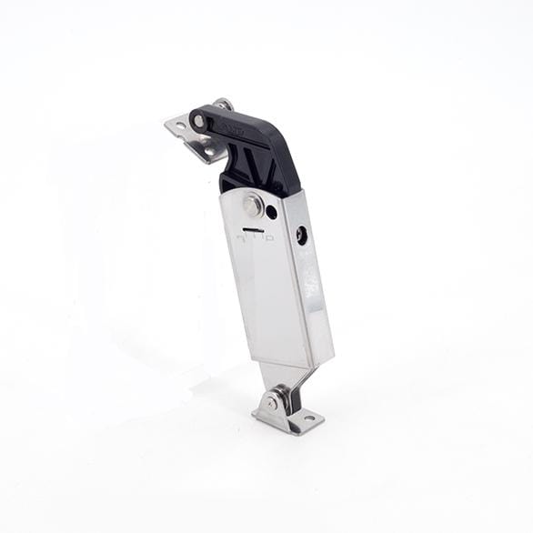 Adjustable stainless steel lid stay with spring-loaded mechanism, back panel mounted, optional damper, sold individually.