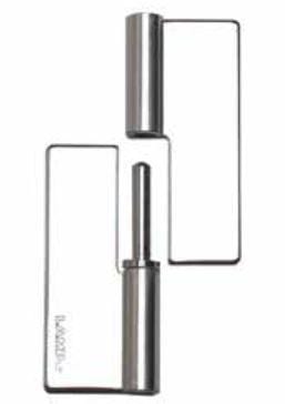 Stainless steel weld-on lift-off hinges for cabinets, available in multiple sizes for versatile applications.
