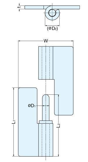 Weld on lift off hinges for cabinets in stainless steel, available in multiple sizes for versatile applications.