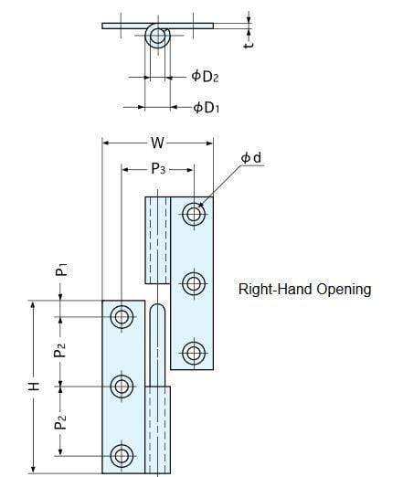 Stainless steel lift off hinges for cabinets, available in multiple sizes, sold individually for easy installation.