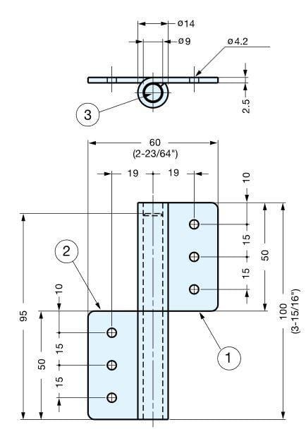 Stainless steel lift off hinges for cabinets, measuring 3-15/16" x 2-23/64", sold individually. Ideal for easy access.