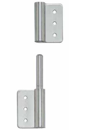 Stainless steel lift-off hinges for cabinets, measuring 3-15/16" x 2-23/64", sold individually. Ideal for easy door removal.