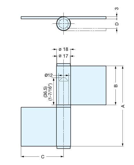 Weld On Lift Off Door Hinges in stainless steel, measuring 4-1/64" x 2-5/32", sold individually for durable door installation.