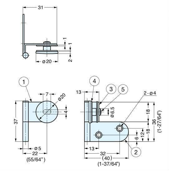 Lift Off glass and acrylic cabinet hinge dimensions 1-27/64" x 1-37/64", made of steel, sold individually for easy installation.