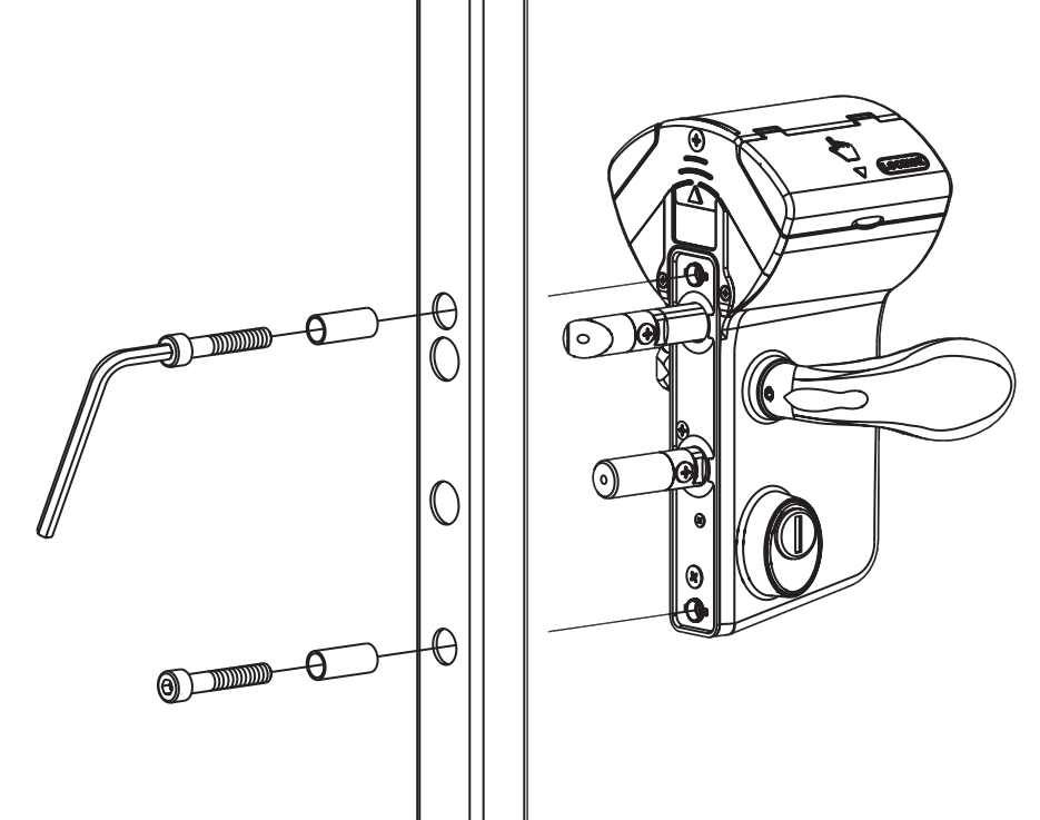 Surface mounted mechanical code lock for gates, compatible with square or flat profiles, available in multiple finishes.