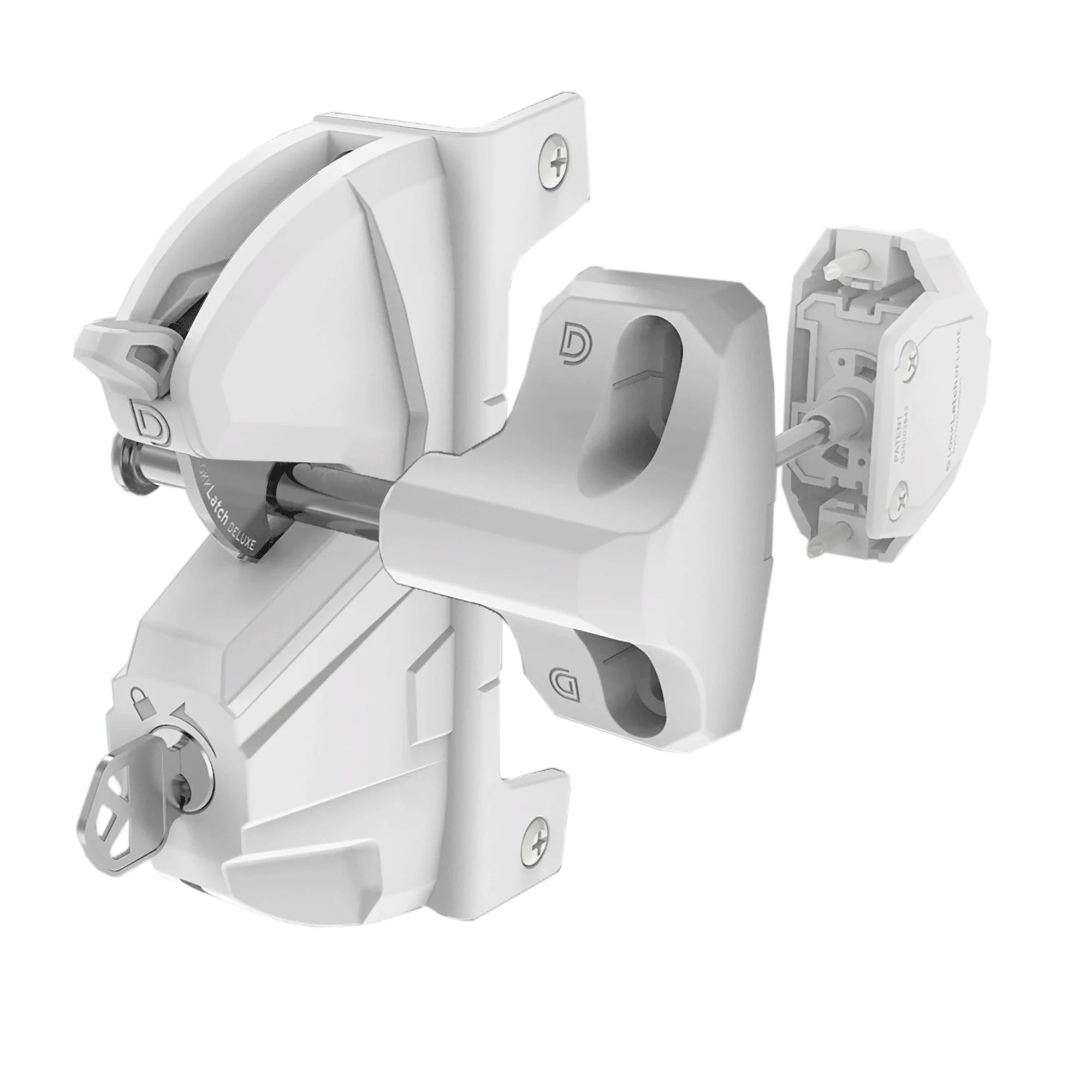 Privacy and security gate latch for square post gates up to 6 inches, compatible with 1-inch gate gaps, available in multiple finishes.