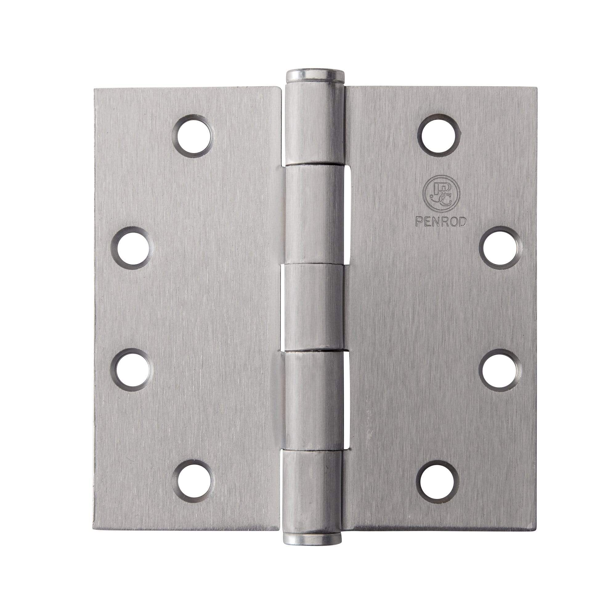 Penrod commercial hinges 4 1/2 inch square in various finishes, sold in a pack of three for durable door applications.