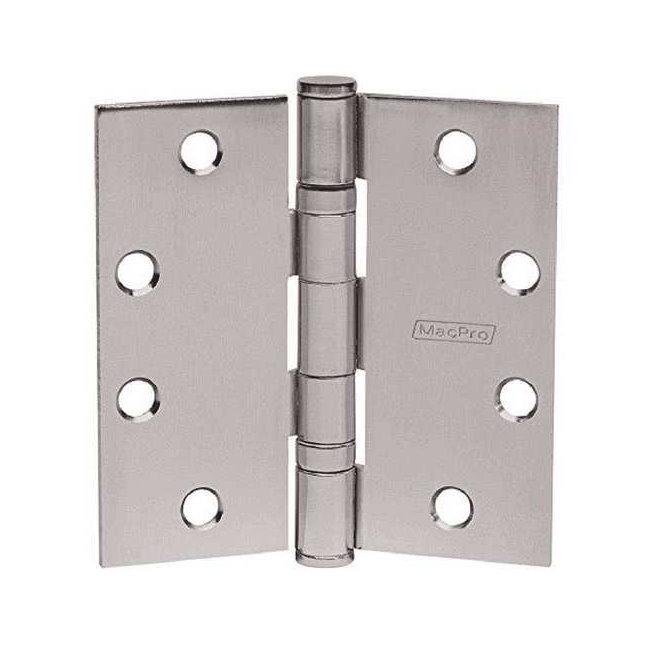 MacPro full mortise hinge with 5 knuckles, 4-1/2" x 4-1/2" size, square corners, available in multiple finishes.