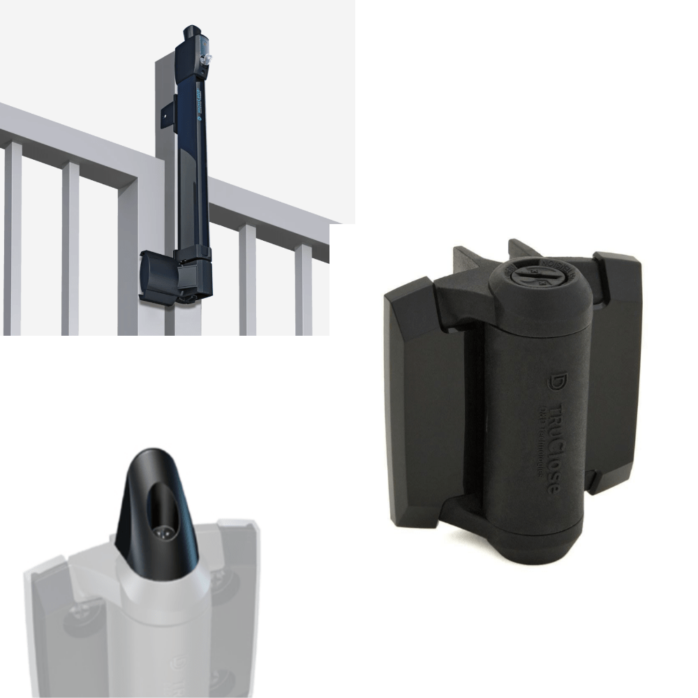 Magnalatch Safety Gate Latch - Top Pull Kit - Includes Pair Truclose 2 Leg Adjustable Gate Spring & Truclose Hinge Safety Cap