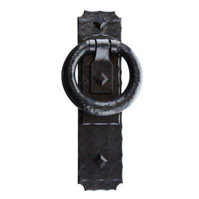 Magnetic ring pull for garage doors, 4 inches, black hammered finish, sold individually for easy access.