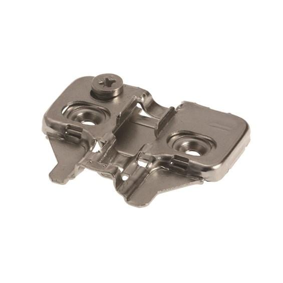 Mounting Plates For Concealed Clip-On Cabinet Hinges - Multiple Attaching Methods And Thicknesses Available - Nickel Finish - Sold Individually