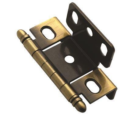 Full wrap inset cabinet hinge designed for 3/4" thick doors, available in multiple finishes, sold individually.