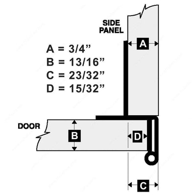 Offset Hinges - 3/4" Overlay Institutional Hinge - Multiple Sizes & Finishes Available - 2 Pack