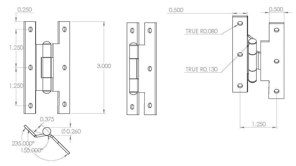 Offset Hinges - Offset Rustic Hinge In Forged Iron - Matte Black Finish - 2 Pack