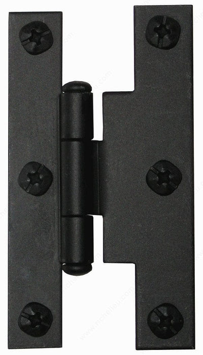 Offset Hinges - Offset Rustic Hinge In Forged Iron - Matte Black Finish - 2 Pack