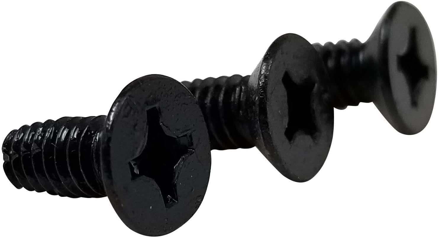 Black machine screws, 10-24 x ½ inch, designed for 4-inch spring or commercial hinges, available in multiple finishes.