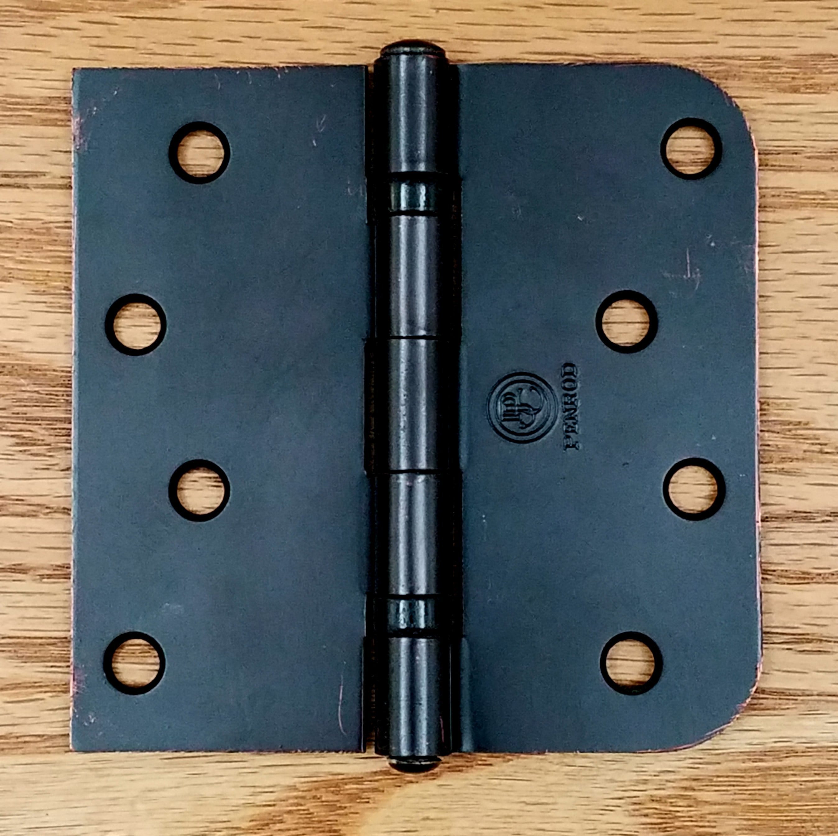 Oil rubbed bronze 4-inch ball bearing security hinge with a 5/8-inch radius square, non-removable riveted pin, 3 pack.