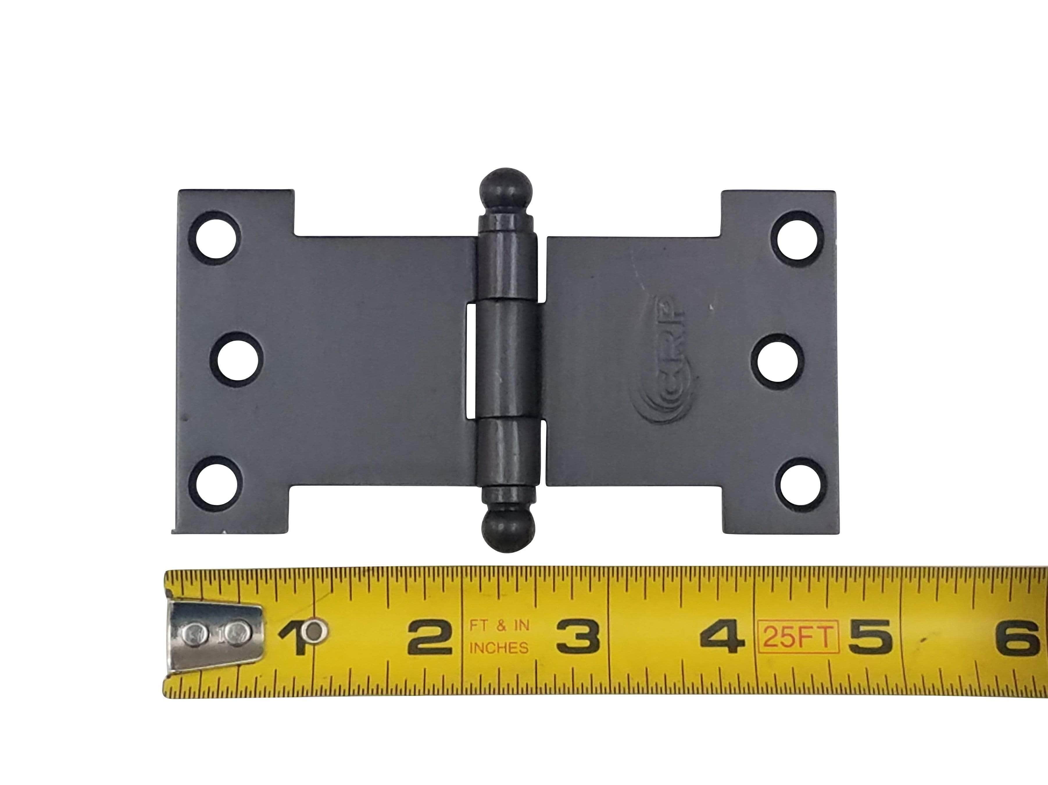 Oil rubbed bronze parliament hinge with wide throw design, available in multiple sizes and sold in two packs.