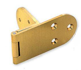 Brass overlay door angle hinge for cabinets, available in multiple finishes, sold individually for easy installation.