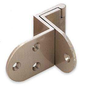 Overlay door angle hinge for cabinets, made of brass, available in multiple finishes, sold individually.