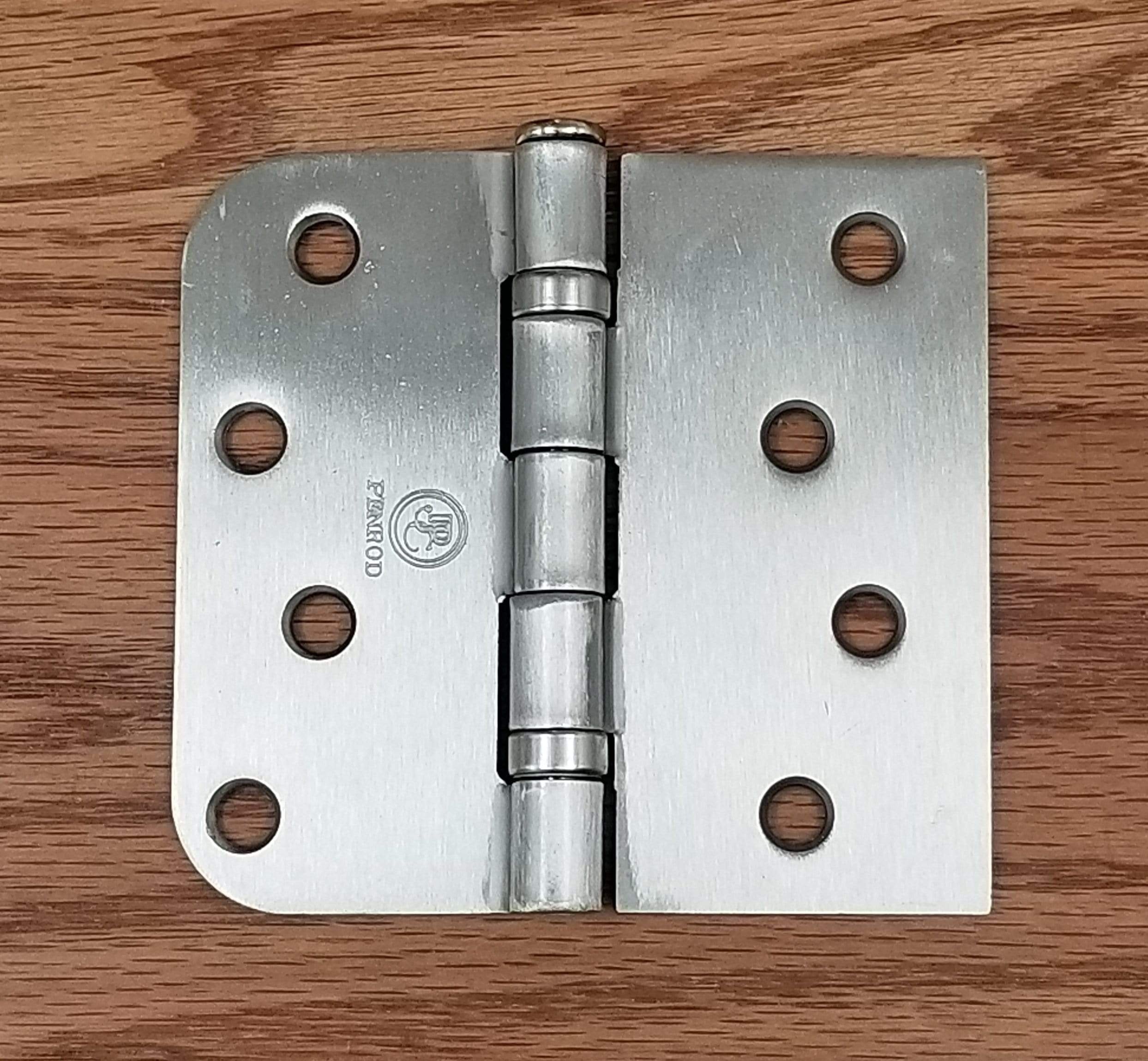 Satin nickel ball bearing door hinges, 4" x 4.25", 5/8" square, sold in a 2 pack for smooth door operation.