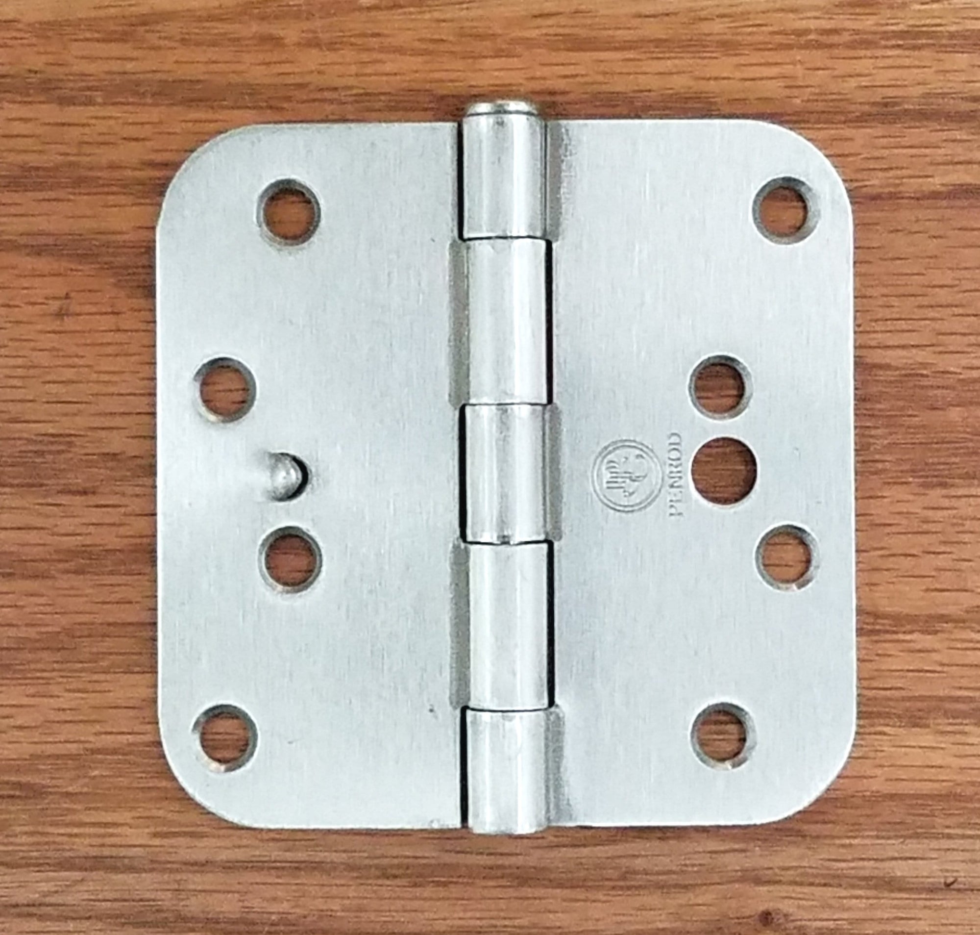 Satin Nickel Hinges With Security Tab - 4" Inch With 5/8" Inch Radius Corners - 3 Pack
