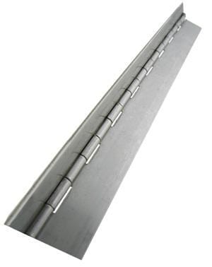 Stainless steel continuous piano hinges, 1-1/2" x 96", sold in a 3-pack for durable door and cabinet applications.