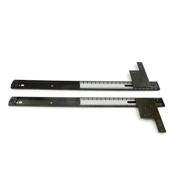 Pocket door slides with steel stabilizer bar for smooth operation, available in various sizes and finishes, sold in pairs.