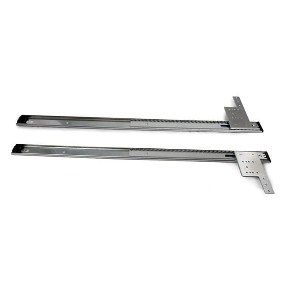 Pocket door slides with steel stabilizer bar for smooth operation, available in various sizes and finishes, sold in pairs.