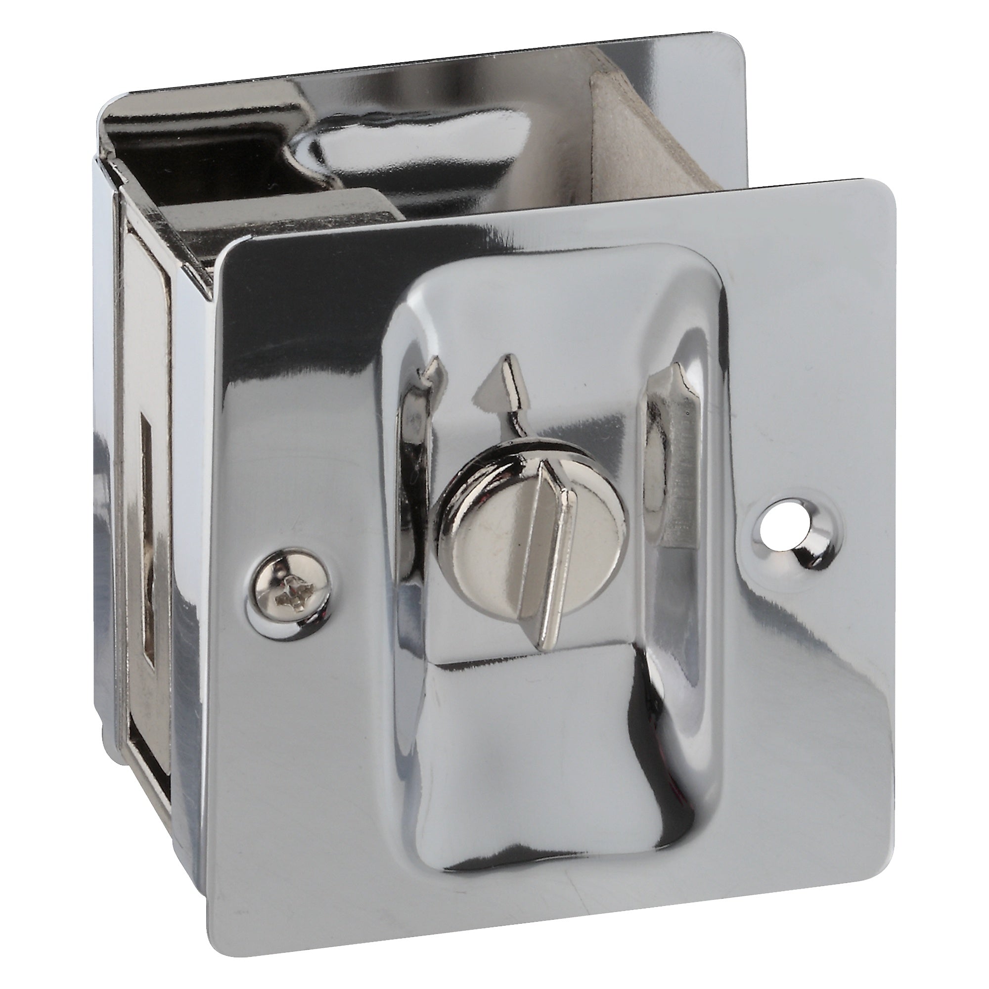 Solid brass pocket door latch for 1-3/8 inch thick doors, available in multiple finishes, sold as a set.