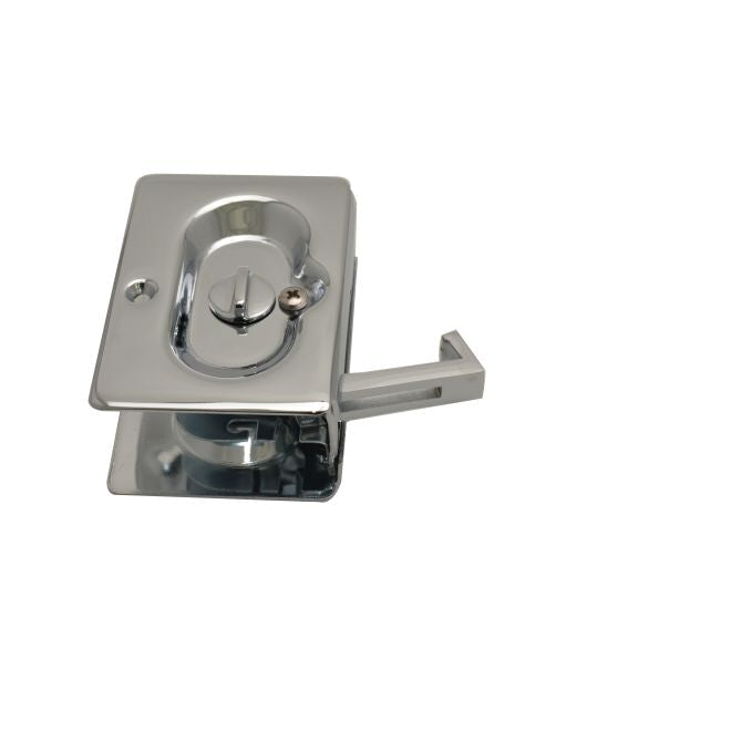 Pocket door lock for doors 1-3/8" to 1-3/4" thick, available in multiple finishes, sold as a complete set.