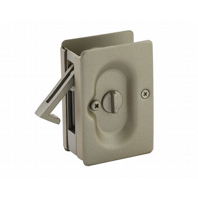 Pocket door lock designed for doors 1-3/8" to 1-3/4" thick, available in multiple finishes, sold as a set.