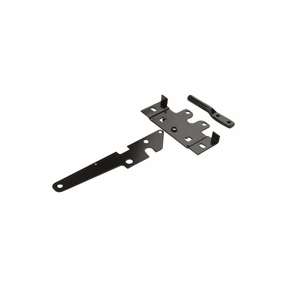 Post mount gate latch in black finish, sold individually, designed for secure gate closure and easy installation.