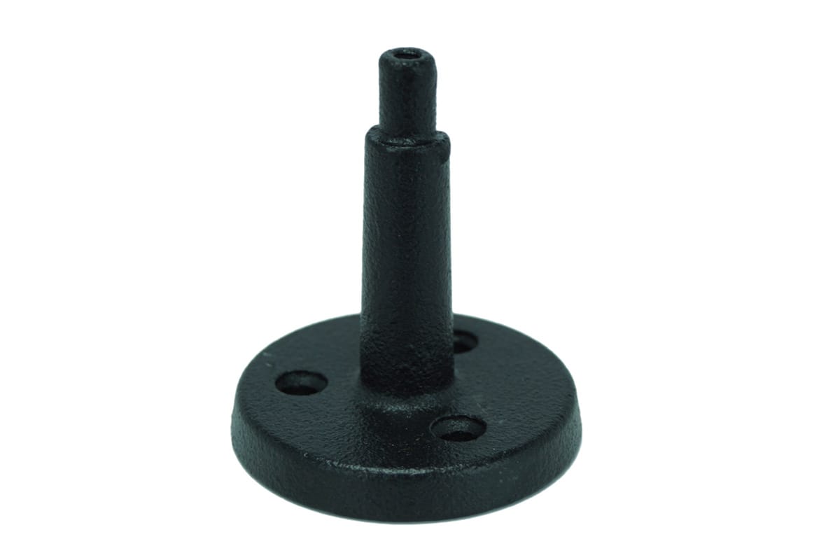 Post mount for cast iron shutter dogs, 2-1/2" x 3", weather-resistant powder-coated finish, sold individually.