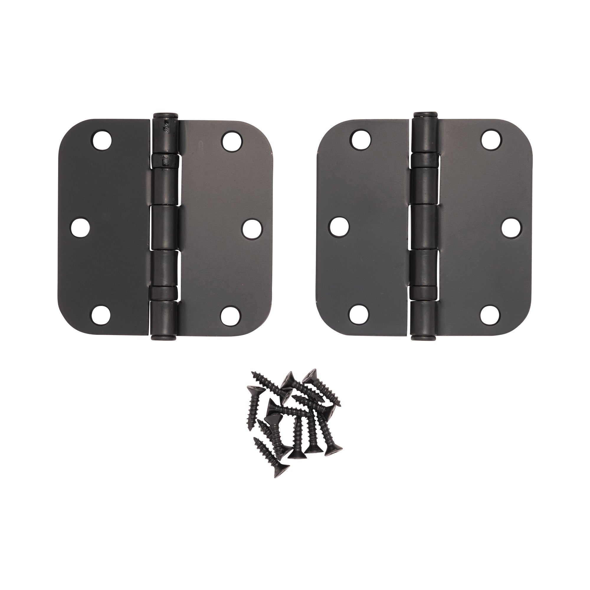 Ball bearing interior door hinges 3.5 inches with 5/8 inch radius, available in multiple finishes, 2 pack with screws.