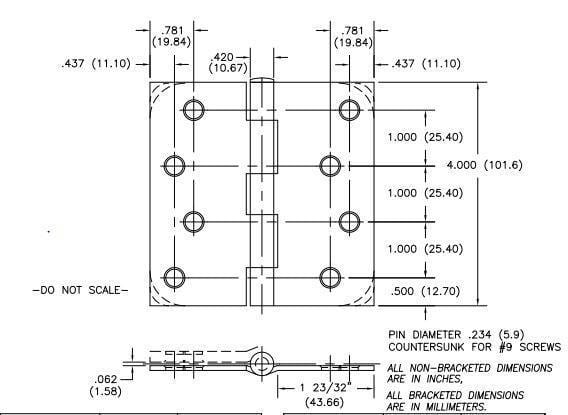 Hager 4-inch five knuckle plain bearing hinge with 5/8-inch radius, available in multiple finishes, sold individually.
