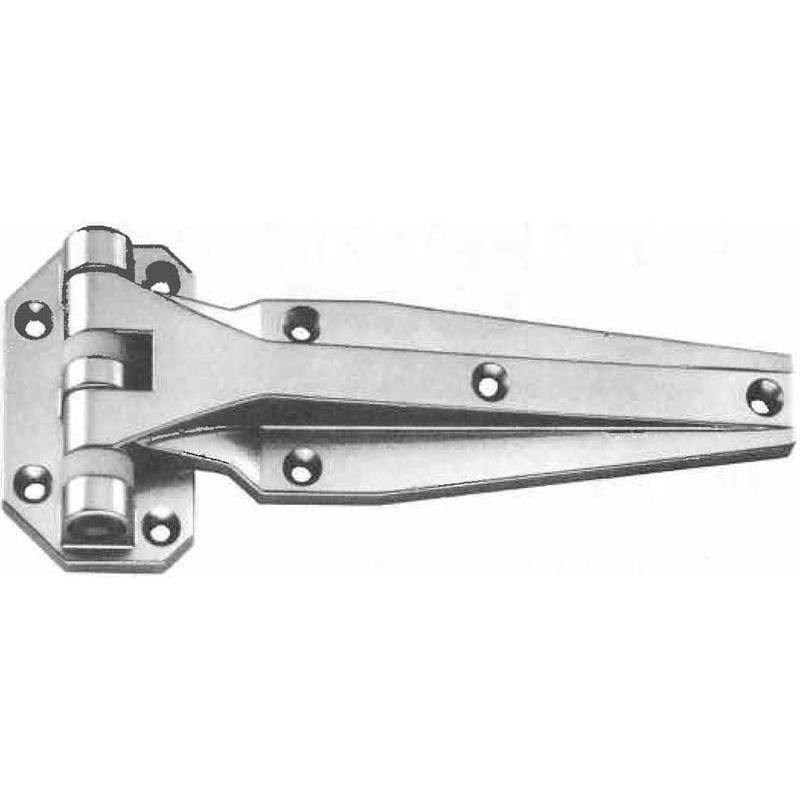High polish chrome plated zinc die-cast refrigeration hinge with standard or alternate hole pattern, sold individually.