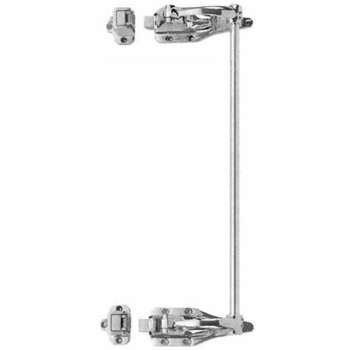 Polished stainless steel refrigeration locks with a 2-point latch and push rod, sold individually for secure closures.