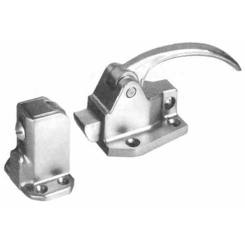 Polished stainless steel refrigeration lock with multiple offsets, 5-1/4 inches, sold individually for secure closures.