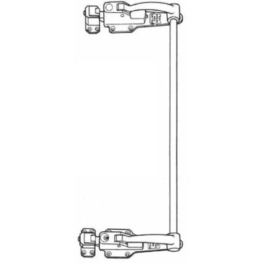 Stainless steel double rod refrigeration lock with push rod, 50 inches long, sold individually for secure closures.