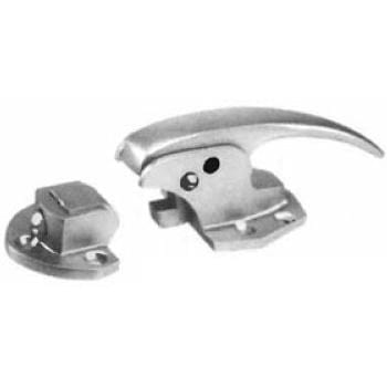 Polished stainless steel refrigeration trip locks, 5-1/4 inches, available in multiple offsets, sold individually.