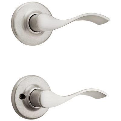 Kwikset Residential Door Lever - Non-Locking Passage Lever - Balboa Style - With Microban Antimicrobial - Satin Nickel Finish - Sold Individually