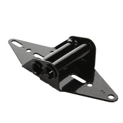 Residential garage door hinge made of 14 gauge steel with a black powder coat finish, suitable for sections 1 to 4.
