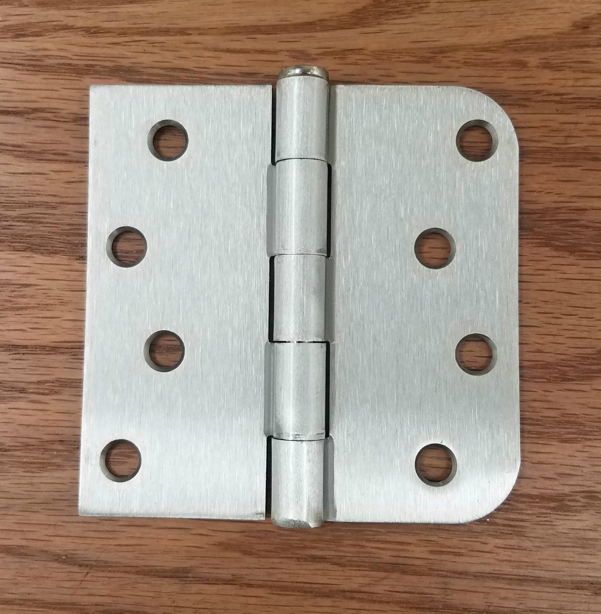 Residential Satin Nickel Door Hinges - 4 Inch With 5/8 Inch Square - Plain Bearing - 2 Pack