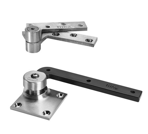 Rixson 3/4" offset hung pivot door hinge set with satin chrome finish, includes 180 top pivot, supports up to 300 lbs.